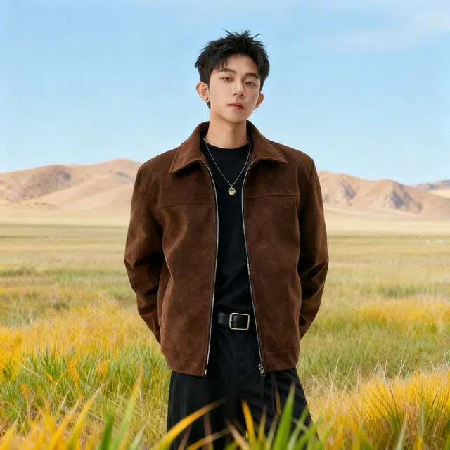 徐百货 美拉德仿麂皮磨砂高级感外套春秋季穿搭潮牌痞帅翻领纯色秋冬美式复古教练夹克 男女同款