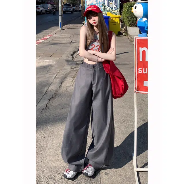 徐百货 美式高级感裤子夏季流行穿搭西裤宽松直筒阔腿垂感休闲裤西装裤 男女同款