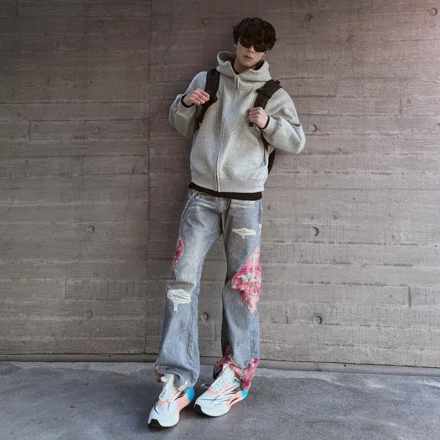 徐百货 美式解构重磅宽松外套春秋潮牌设计感休闲情侣连帽开衫卫衣 男女同款