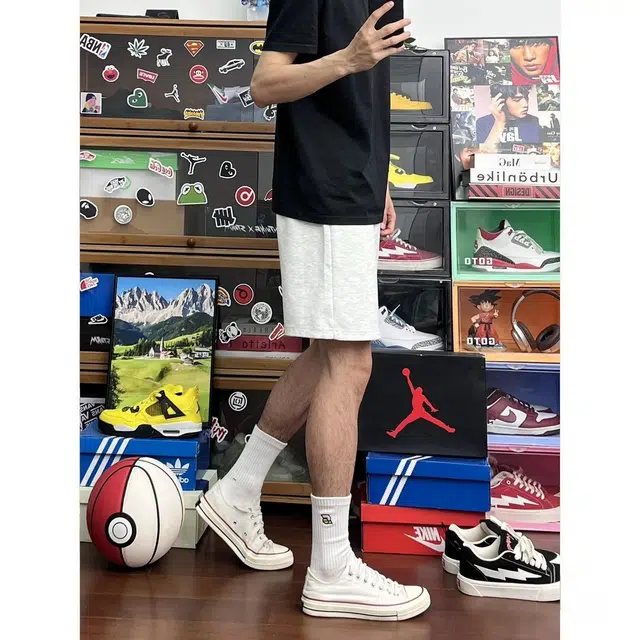 徐百货 美式潮牌重磅短款简约百搭夏季牛奶丝透气高级感三四分裤休闲短裤 男女同款