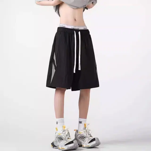 徐百货 美式潮牌速干夏季宽松冰丝透气薄款运动跑步五分中裤休闲短裤 男女同款