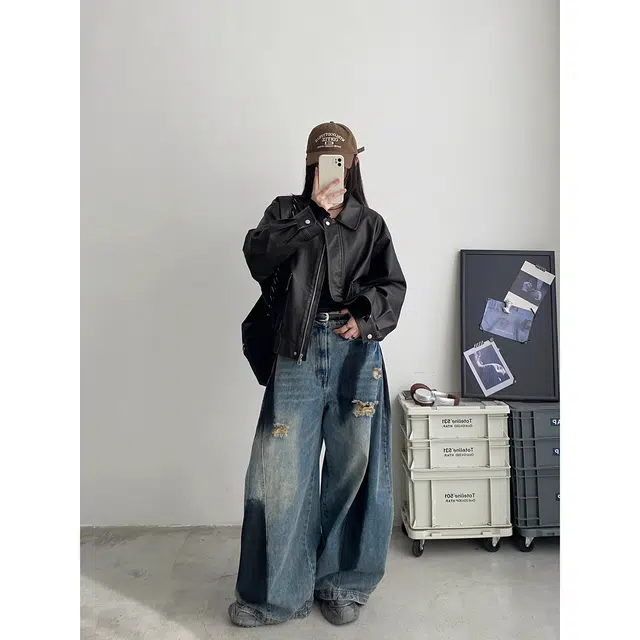 徐百货 美式宽松休闲薄款阔腿裤灯笼裤潮流裤百搭牛仔裤 男女同款