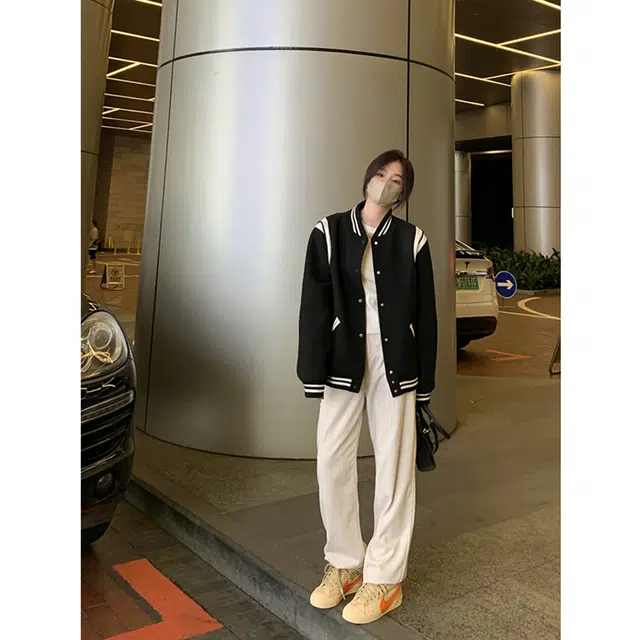 徐百货  美式复古设计感撞色拼接外套休闲夹克上衣潮流百搭宽松舒适棒球服 男女同款