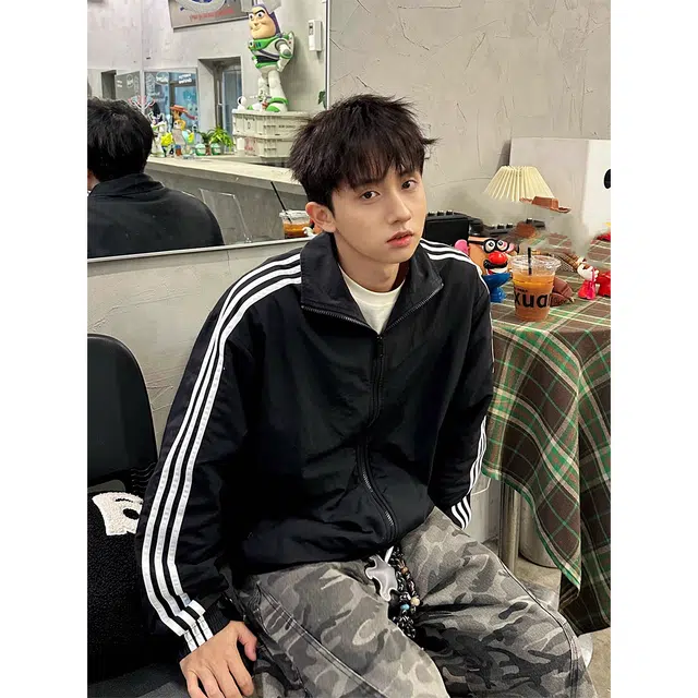 徐百货  美式复古三条杠潮牌欧美街头高级感穿搭运动棒球服 男女同款