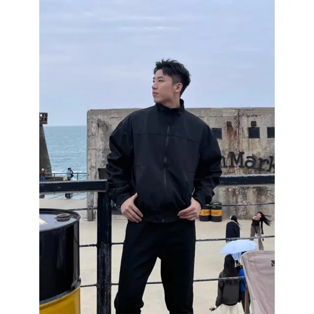 徐百货 美式教练飞行员春秋季痞帅正肩硬挺立领三防冲锋衣夹克外套 男女同款