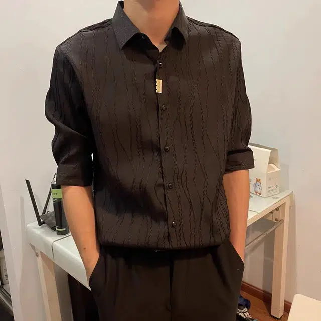 徐百货 英伦潮牌痞帅高级感搭配潮流百搭宽松舒适短袖衬衫 男女同款