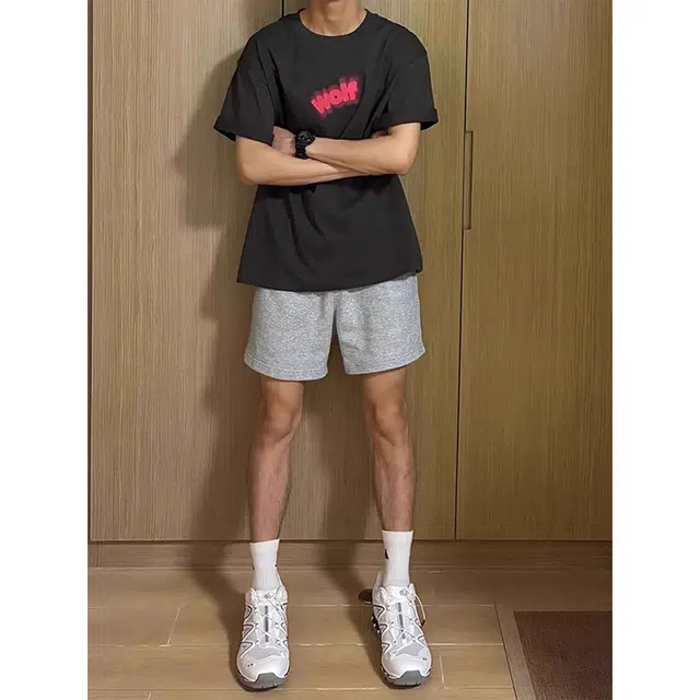 徐百货 美式潮牌运动健身外穿宽松直筒五分休闲短裤 男女同款