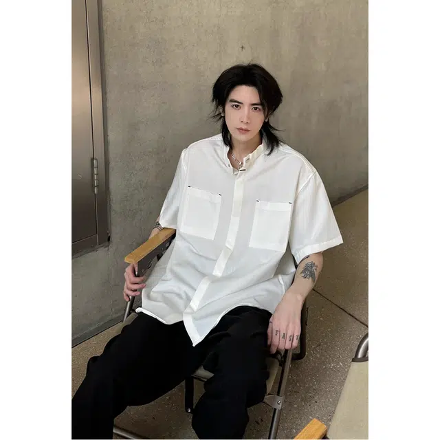 徐百货 新中式穿搭立领短袖衬衫 男女同款