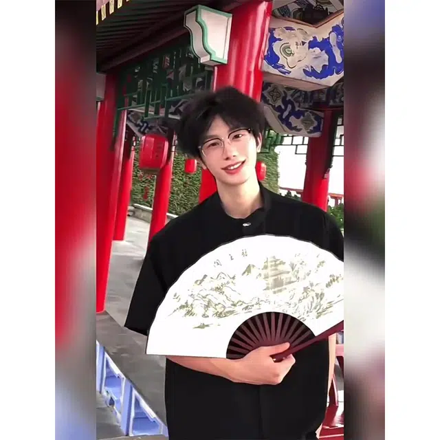 徐百货 新中式夏季垂感痞帅潮流穿搭国风暗扣工装半袖衬衣短袖衬衫 男女同款