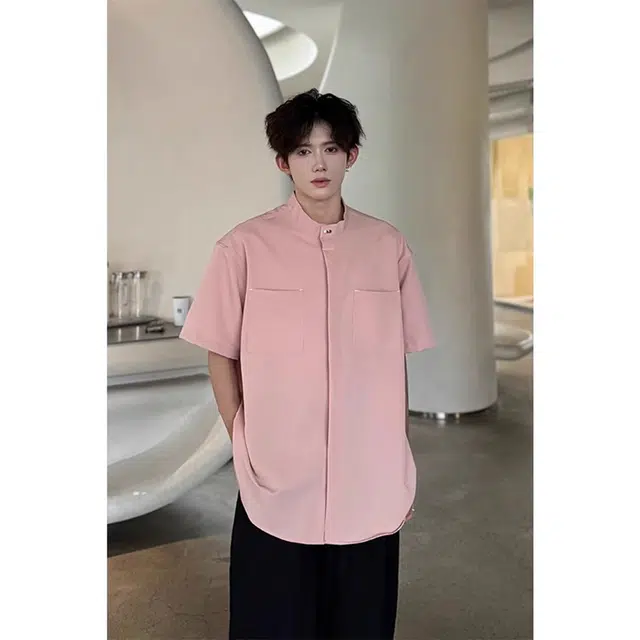 徐百货 新中式穿搭立领短袖衬衫 男女同款
