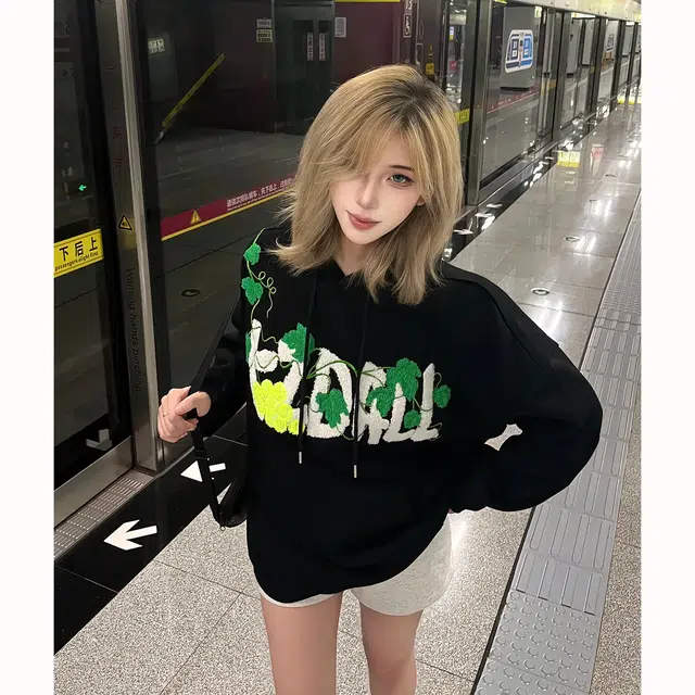 徐百货  美式高街葡萄网球刺绣连帽卫衣百搭休闲时尚设计感潮流外套上衣外套棒球服 男女同款