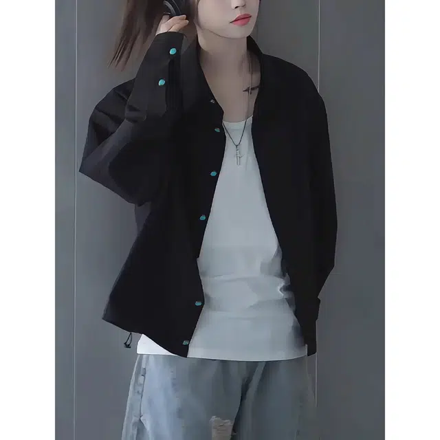 徐百货 防晒高级翻领纯色舒适休闲薄款长袖衬衫 男女同款
