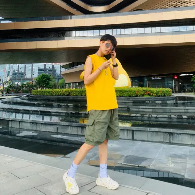 徐百货 美式潮牌时尚工装夏季薄款透气大口袋纯色潮流百搭宽松五分裤休闲短裤 男女同款
