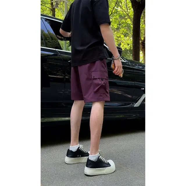 徐百货 美式潮牌时尚工装夏季薄款透气大口袋纯色潮流百搭宽松五分裤休闲短裤 男女同款