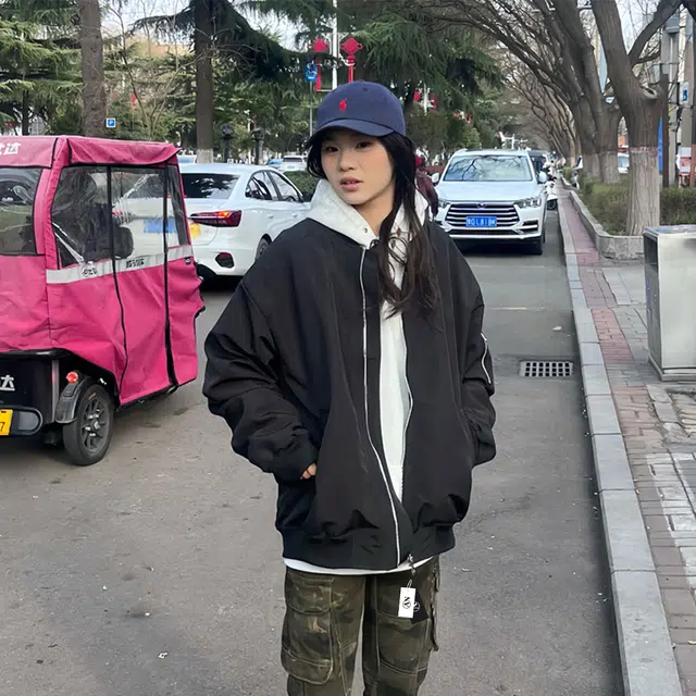 徐百货  美式潮牌百搭休闲时尚宽松复古飞行员棒球服 男女同款