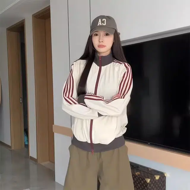 徐百货 美式潮牌撞色条纹薄款透气户外运动休闲夹克长袖防晒服 男女同款