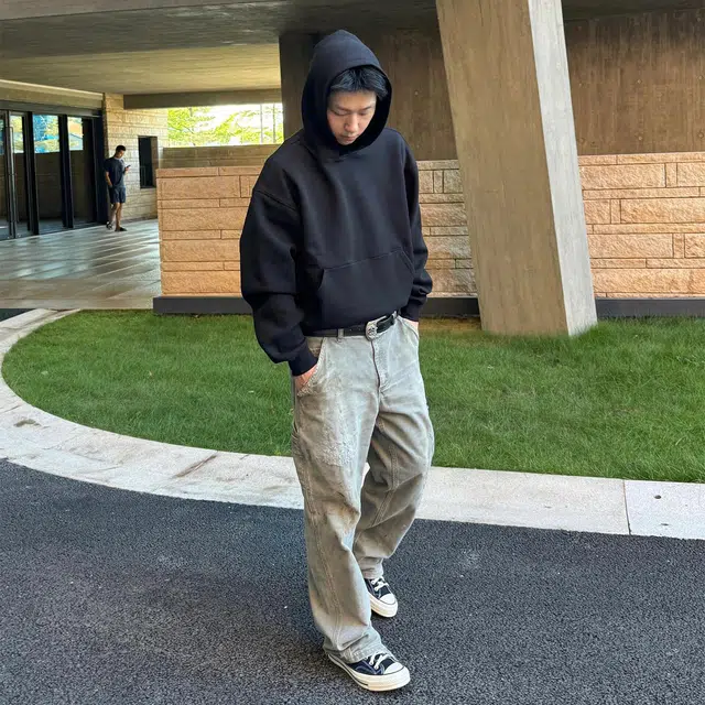 徐百货 美式纯色连帽宽松廓形休闲帽衫外套慵懒风百搭情侣上衣卫衣 男女同款