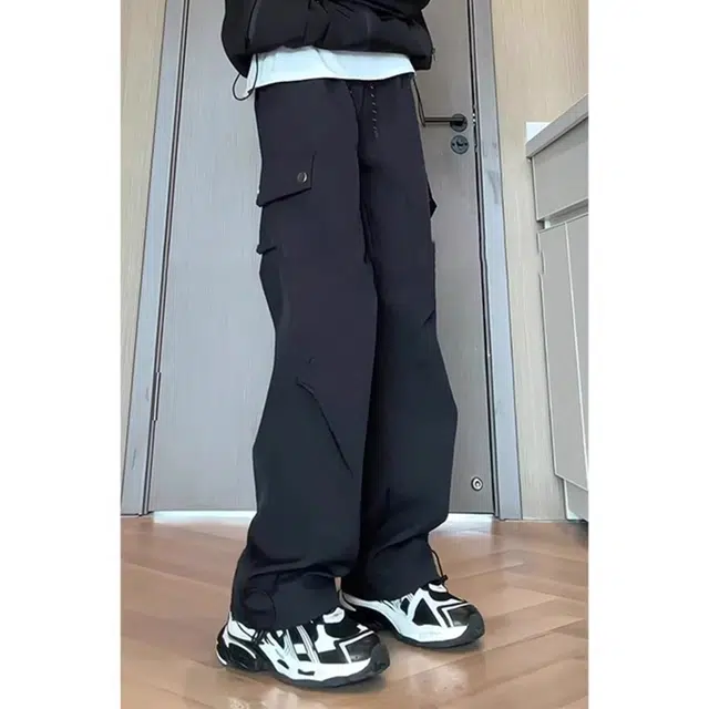 徐百货 美式褶皱设计感伞兵裤子夏季薄款防水户外潮牌休闲长裤高街宽松百搭大口袋工装裤 男女同款