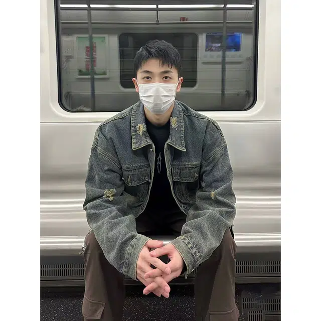 徐百货 高街痞帅春秋美式水洗做旧飞行员夹克复古潮牌牛仔外套 男女同款