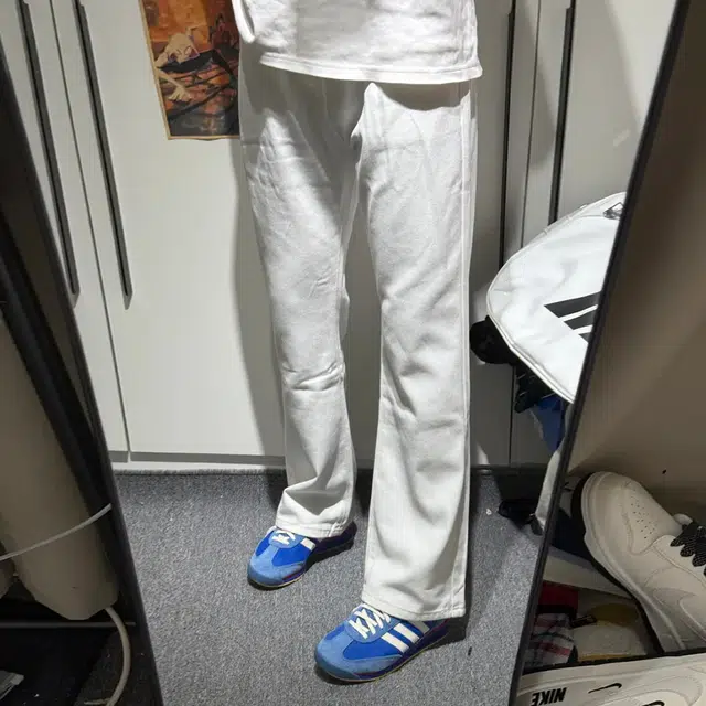 徐百货 美式复古纯色微喇潮牌修身百搭牛仔裤 男女同款
