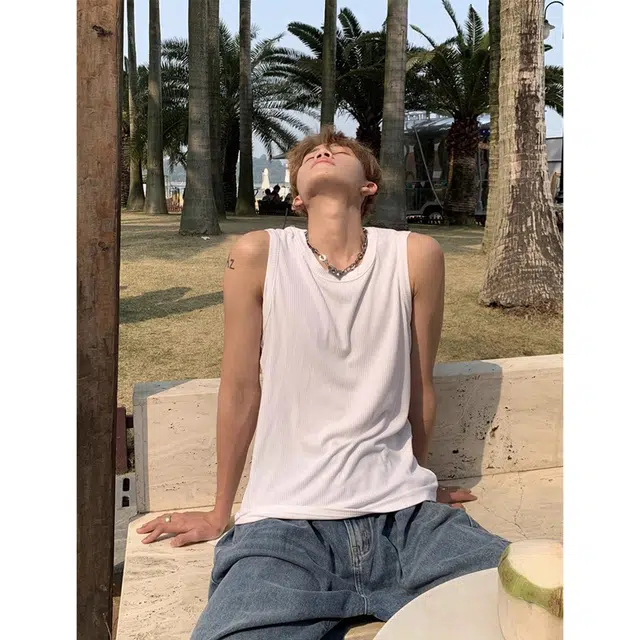 徐百货 美式潮牌纯色休闲百搭运动训练健身背心 男女同款