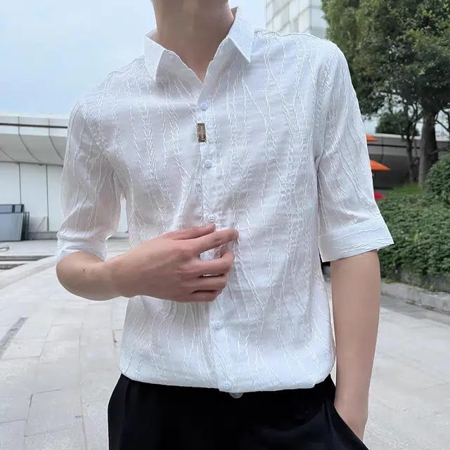 徐百货 英伦潮牌痞帅高级感搭配潮流百搭宽松舒适短袖衬衫 男女同款
