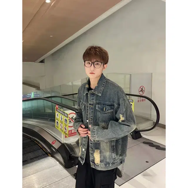 徐百货 美式水洗春秋高街复古做旧工装夹克潮牌百搭休闲上衣牛仔外套 男女同款