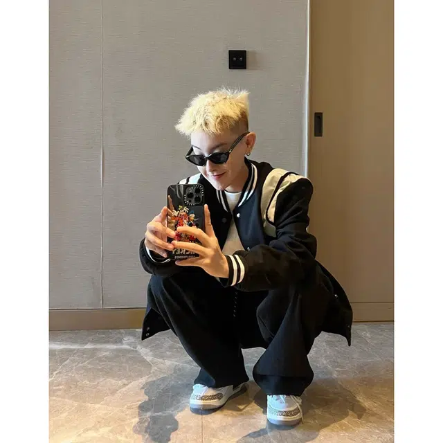 徐百货 美式复古情侣款棒球服黑白拼接外套宽松飞行服潮流百搭舒适夹克 男女同款