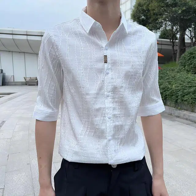 徐百货 英伦潮牌痞帅高级感搭配潮流百搭宽松舒适短袖衬衫 男女同款