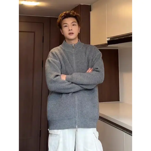 徐百货 美式双拉链开衫立领慵懒风氛围感复古卫衣外套潮流百搭宽松舒适毛衣 男女同款