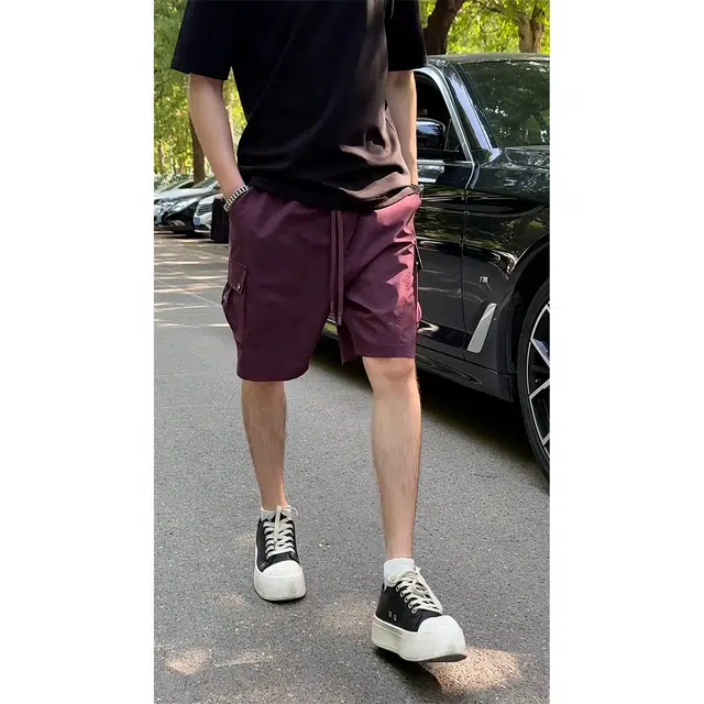 徐百货 美式潮牌时尚工装夏季薄款透气大口袋纯色潮流百搭宽松五分裤休闲短裤 男女同款