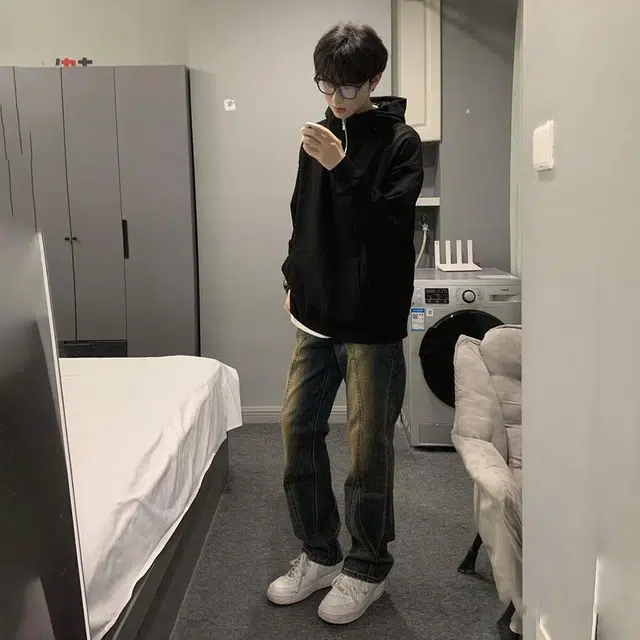徐百货 美式复古连帽春秋季高级感重磅痞帅小众百搭卫衣 男女同款