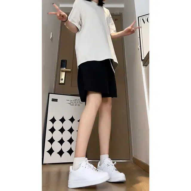 徐百货 美式潮牌冰丝夏季薄款透气速干运动裤大码宽松直筒五分中裤休闲短裤 男女同款