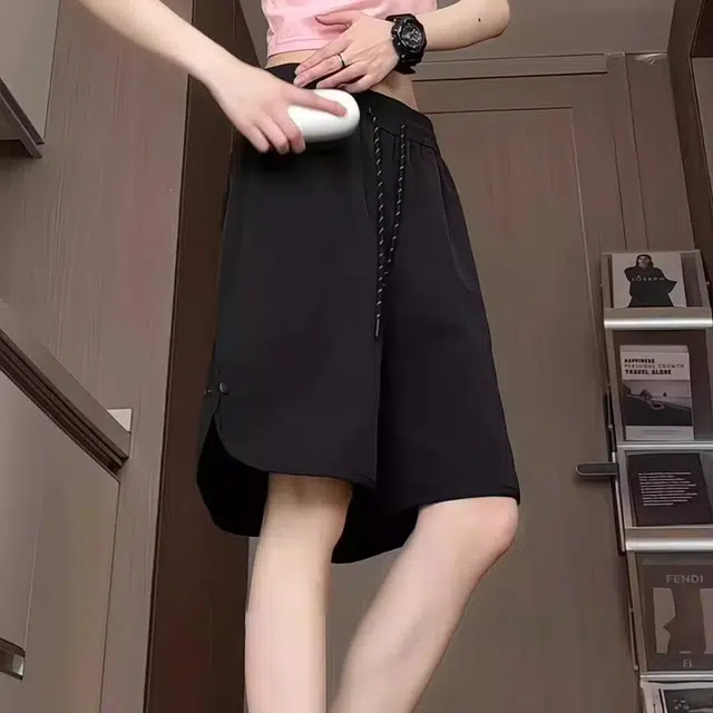 徐百货 美式复古侧边开叉多巴胺速干五分裤夏季高街设计感运动工装登山机能风潮流百搭休闲短裤 男女同款