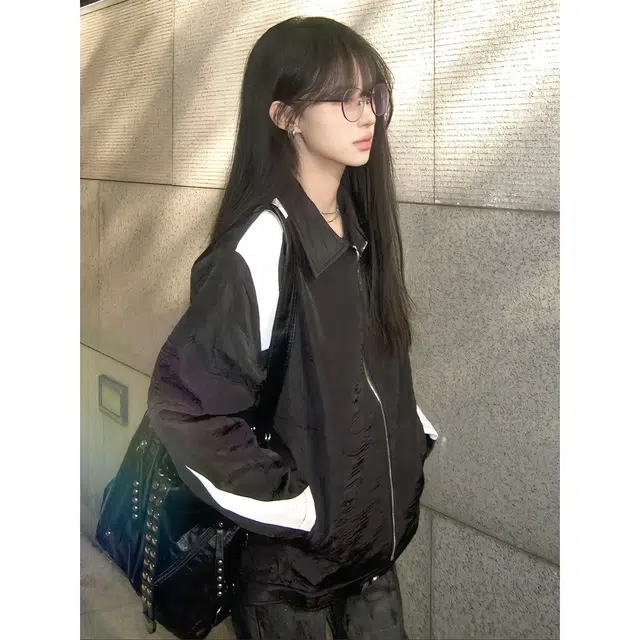徐百货 美式高街潮牌痞帅翻领外套设计感情侣上衣宽松舒适潮流百搭夹克 男女同款