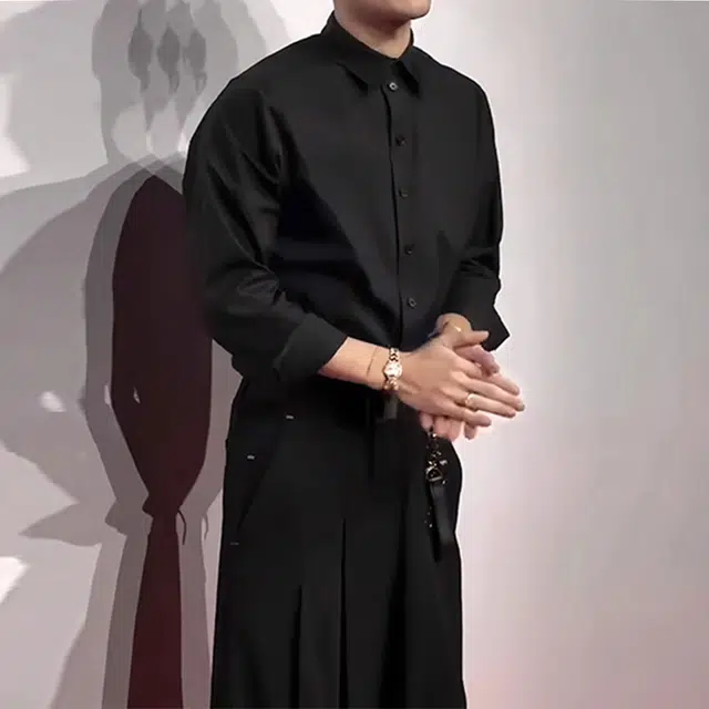 徐百货 英伦长袖休闲衬衣宽松大码痞帅高级感西装薄款内搭潮流衬衫 男女同款