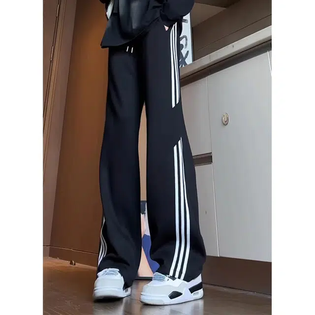 徐百货 潮牌复古卫裤直筒宽松休闲裤子夏季潮流百搭阔腿长裤美式高街针织运动裤 男女同款