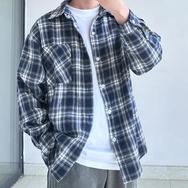 徐百货 格纹港风复古冷淡风长袖防晒痞帅唯美显瘦时尚百搭设计感格子外套衬衫 男女同款