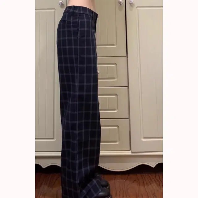 徐百货 美式设计感复古蓝格纹裤辣妹宽松直筒阔腿裤潮流百搭舒适休闲裤 男女同款