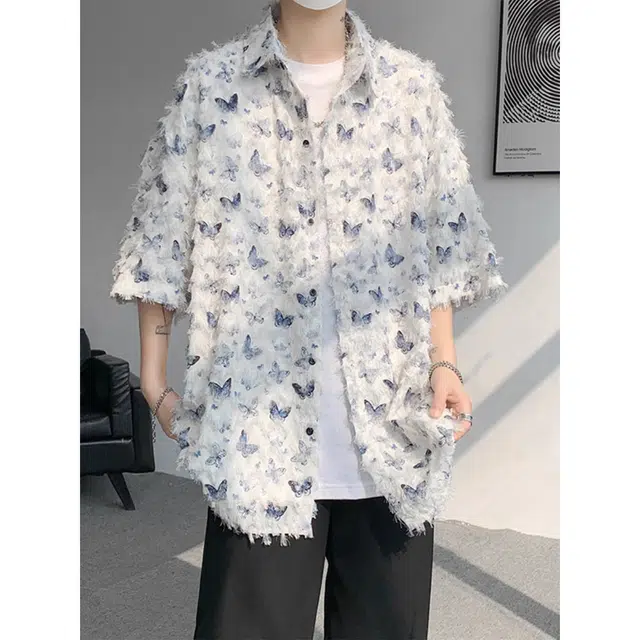 徐百货 美式潮流时尚百搭简约宽松短袖衬衫 男女同款