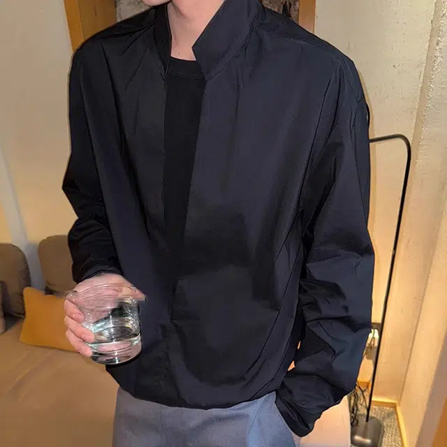 徐百货 美式复古假两件纯色痞帅长袖潮牌薄款设计感小众潮流宽松高街百搭衬衫 男女同款