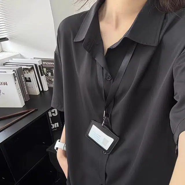 徐百货 美式复古纯色冰丝短袖夏季潮流薄款宽松通勤休闲衬衣外套高级感叠穿速干防晒衬衫 男女同款