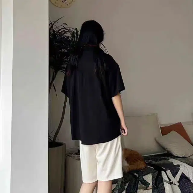 徐百货 美式潮牌纯色休闲百搭速干冰丝薄款正肩短袖衬衫 男女同款