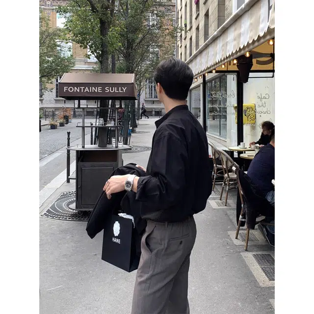 徐百货 英伦痞帅纯色立领潮牌长袖衬衫 男女同款