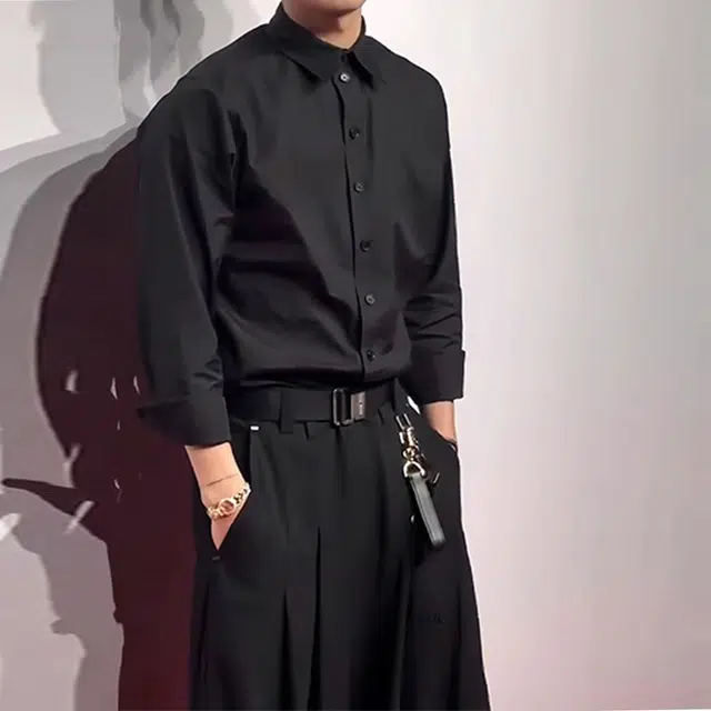 徐百货 英伦长袖休闲衬衣宽松大码痞帅高级感西装薄款内搭潮流衬衫 男女同款