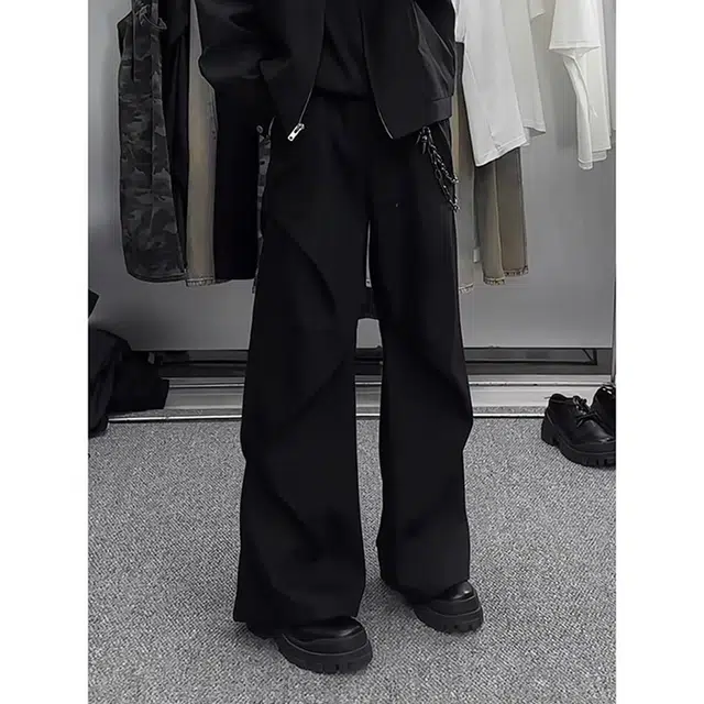 徐百货 弯刀微喇西裤褶皱垂感伞兵阔腿裤子潮牌高街宽松百搭休闲裤 男女同款