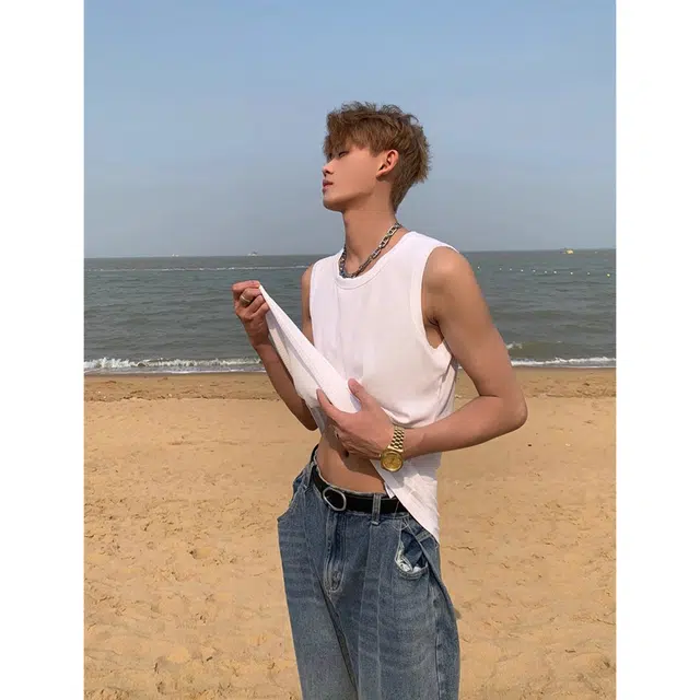 徐百货 美式潮牌纯色休闲百搭运动训练健身背心 男女同款