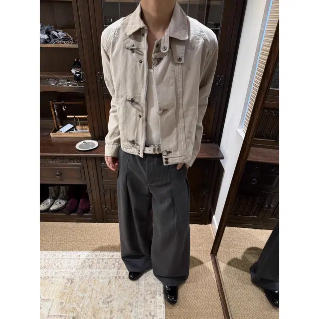 徐百货 美式高街潮牌百搭立领解构飞机扣短款春秋季潮流复古做旧高级感底上衣牛仔外套 男女同款