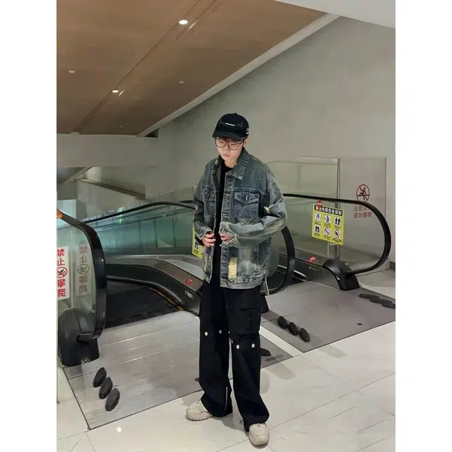 徐百货 美式水洗春秋高街复古做旧工装夹克潮牌百搭休闲上衣牛仔外套 男女同款