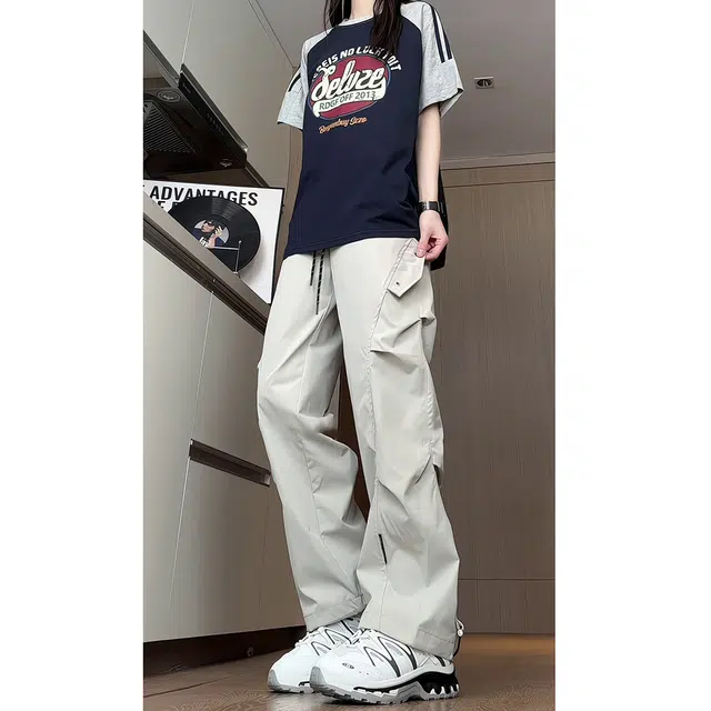 徐百货 夏季冰感速干薄款设计感工装伞兵裤子高级感直筒宽松阔腿休闲裤 男女同款